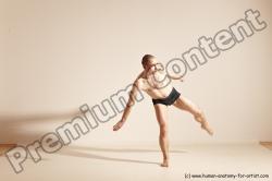 Underwear Gymnastic poses Man White Slim Bald Dancing Dynamic poses Academic